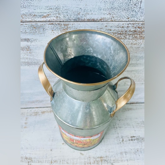 *Galvanized Metal Harvest Milk Can, 12” Pumpkin Patch - Picture 4 of 11